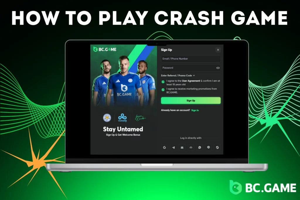 Create BC.Game account to play crash