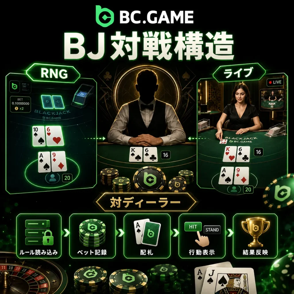 BC.Gameでのブラックジャック オンライン対戦とライブカジノ・プロトコル