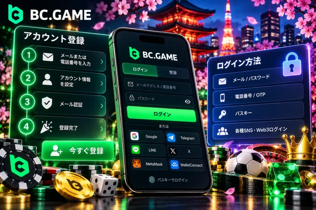 BC.Gameのアカウント登録とログイン手順