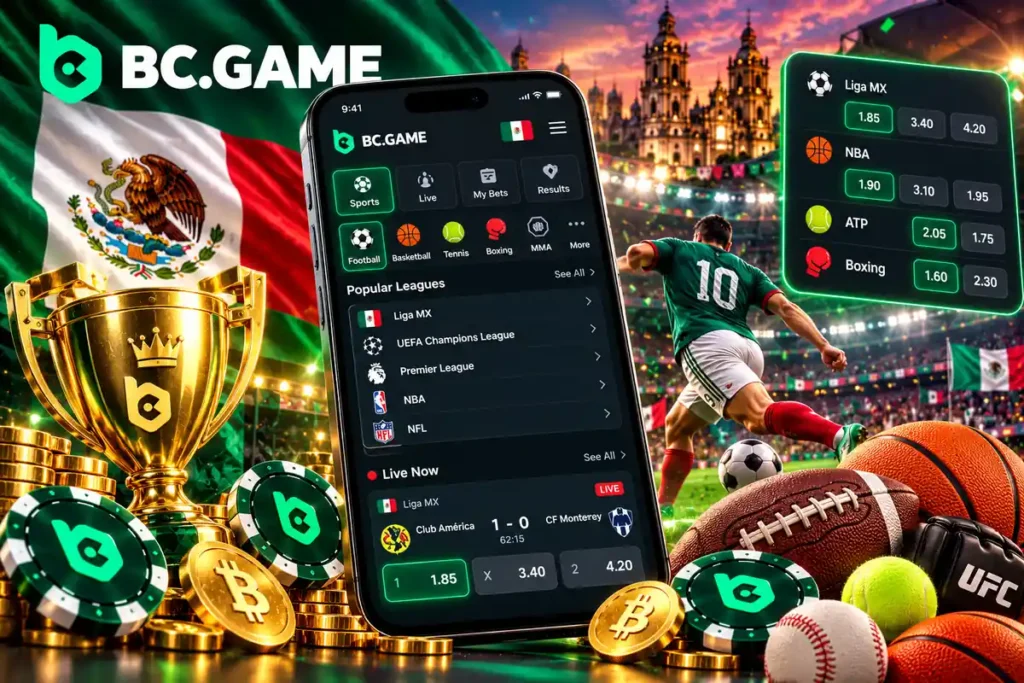 Sección de apuestas deportivas de BC.Game para usuarios de México