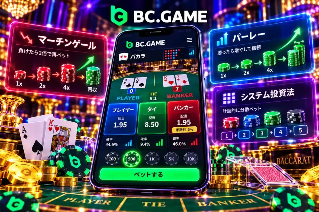 BC.Gameバカラのマーチンゲール法とパーレー法