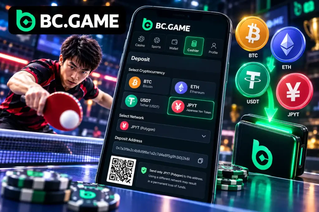 BC.GameのBTC・ETH・USDT暗号資産入金
