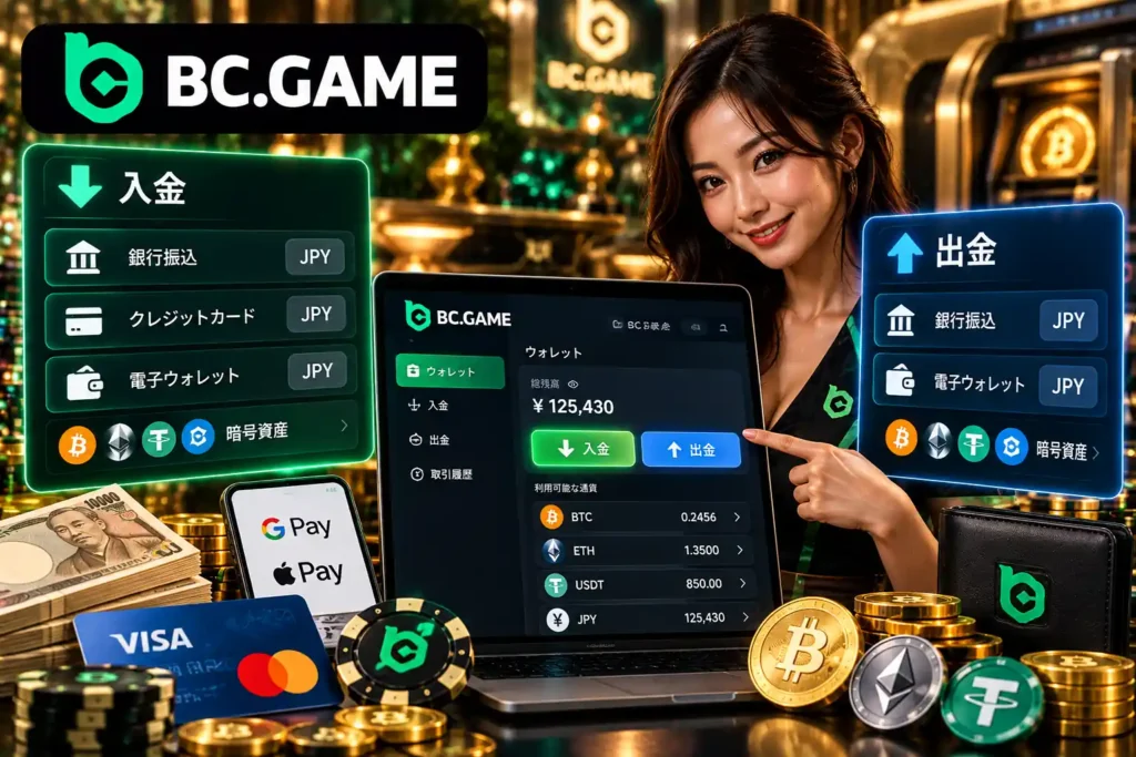 BC.Gameの日本円JPYと暗号資産の入出金方法