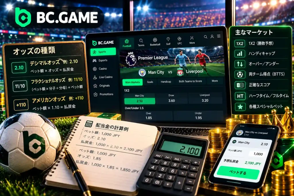 BC.Gameのサッカーオッズと配当金計算