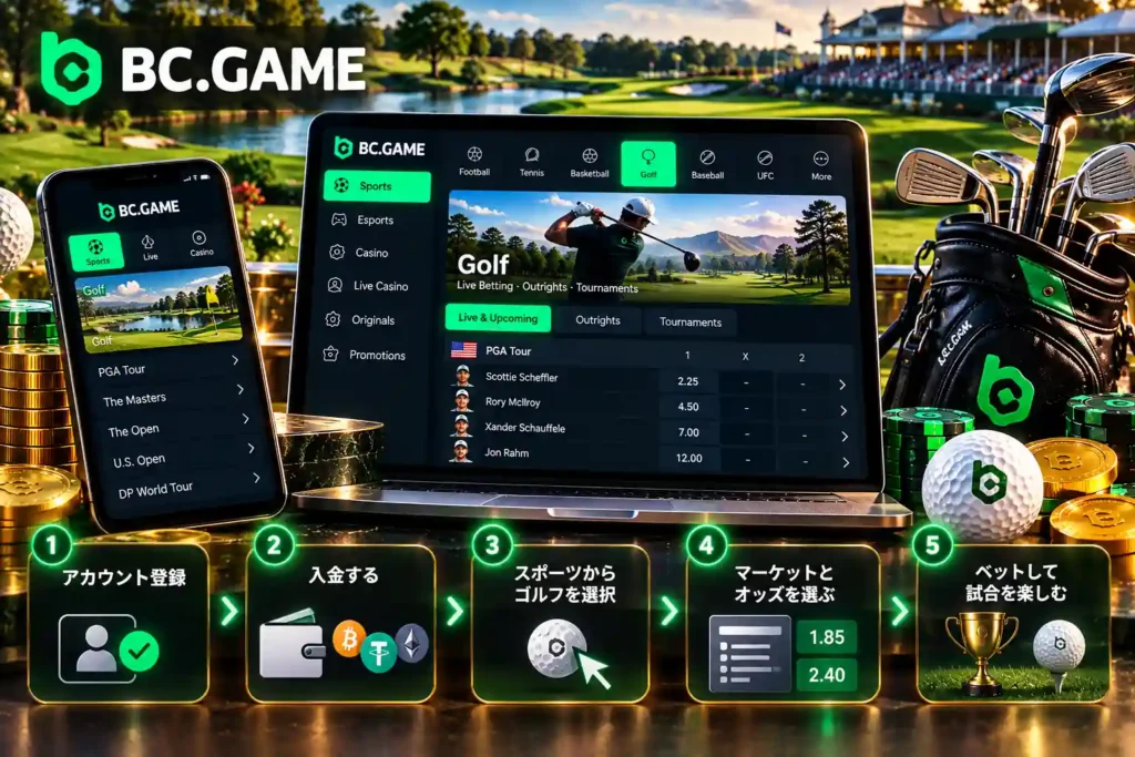 BC.Gameでゴルフにベットする手順