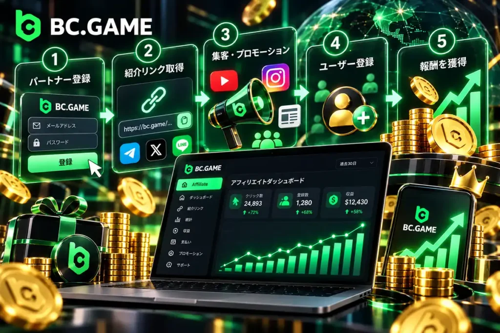 BC.Gameアフィリエイト登録と紹介リンク作成の手順