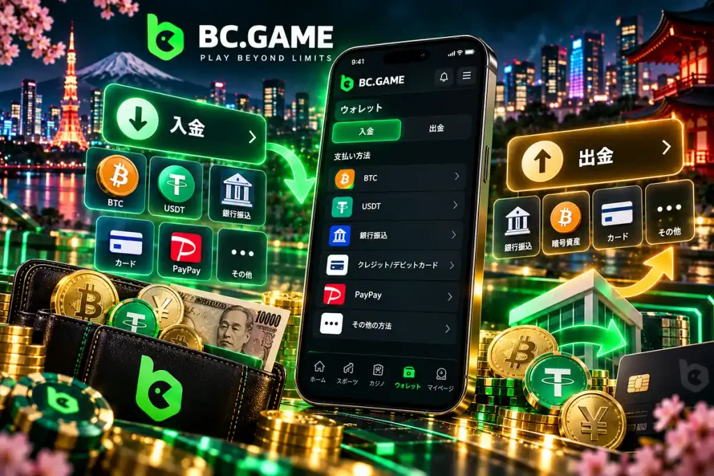 BC.Game Japanの暗号資産による入金・出金方法と対応通貨