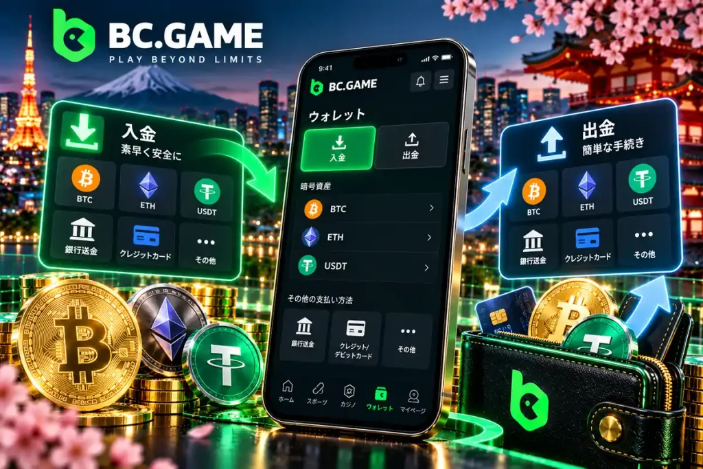 BC.Game JapanのUFC賭けに使う暗号資産の入金・出金方法