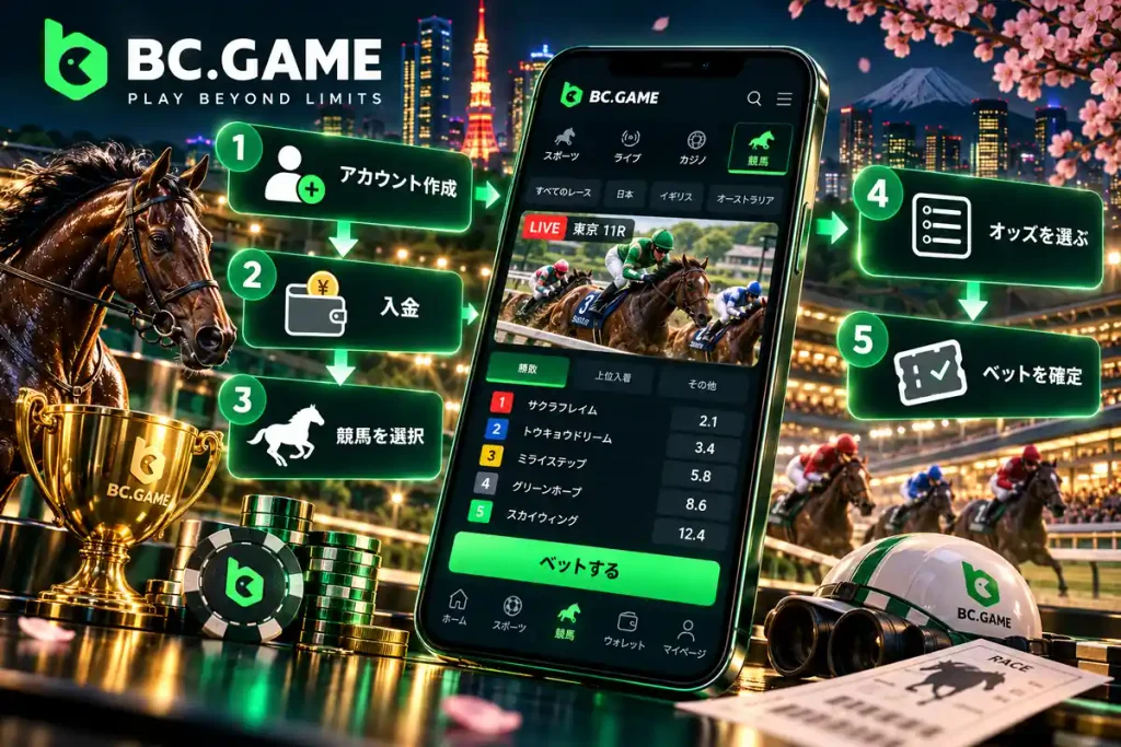 BC.Gameで競馬のレースを選び、オッズを確認する初心者向け手順
