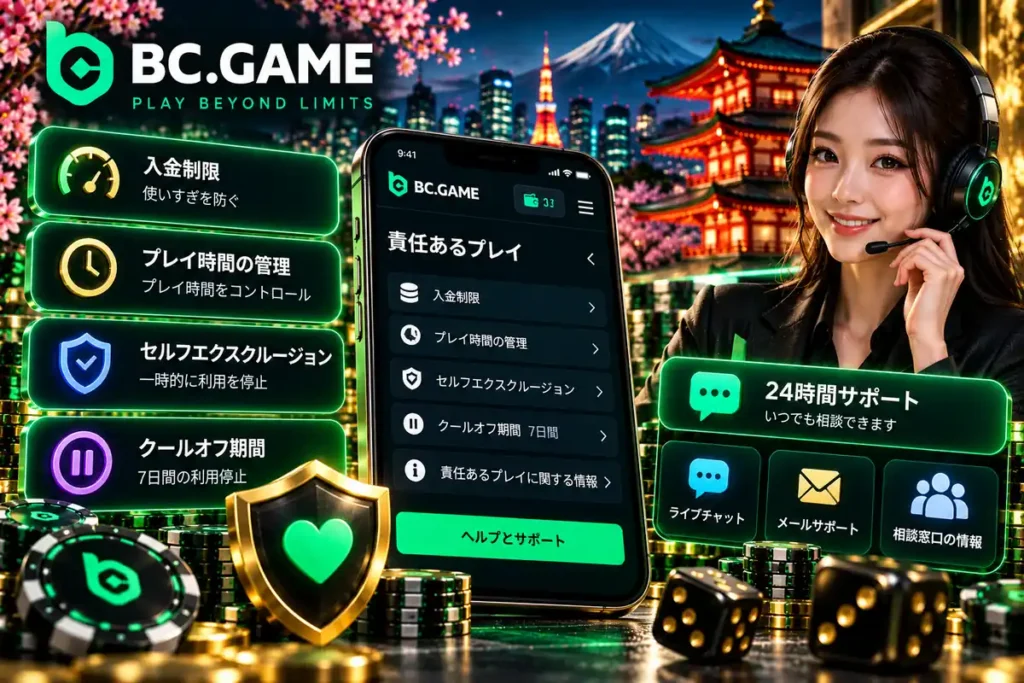 BC.GAMEの責任あるプレイ設定・入金制限・利用停止・相談窓口