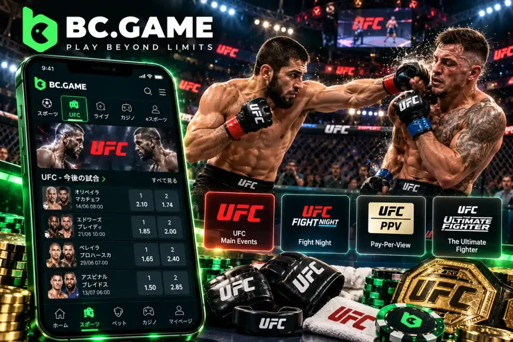 BC.GameのUFC賭け：対応大会とMMAの試合オッズ一覧