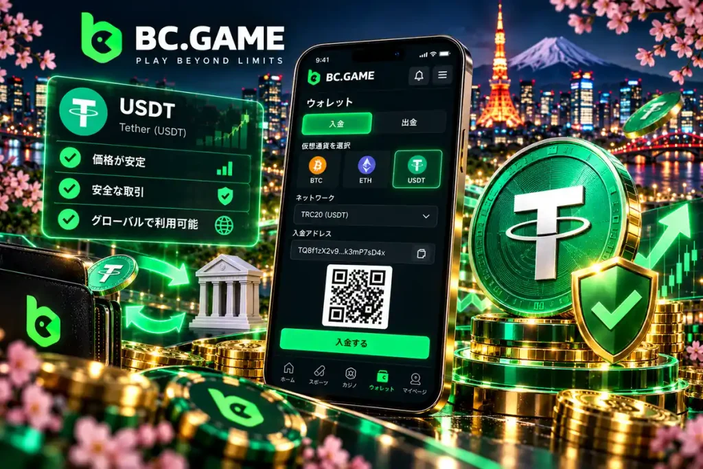 BCGameテザー(USDT)の入金方法とTRC20・BEP20・ERC20の比較
