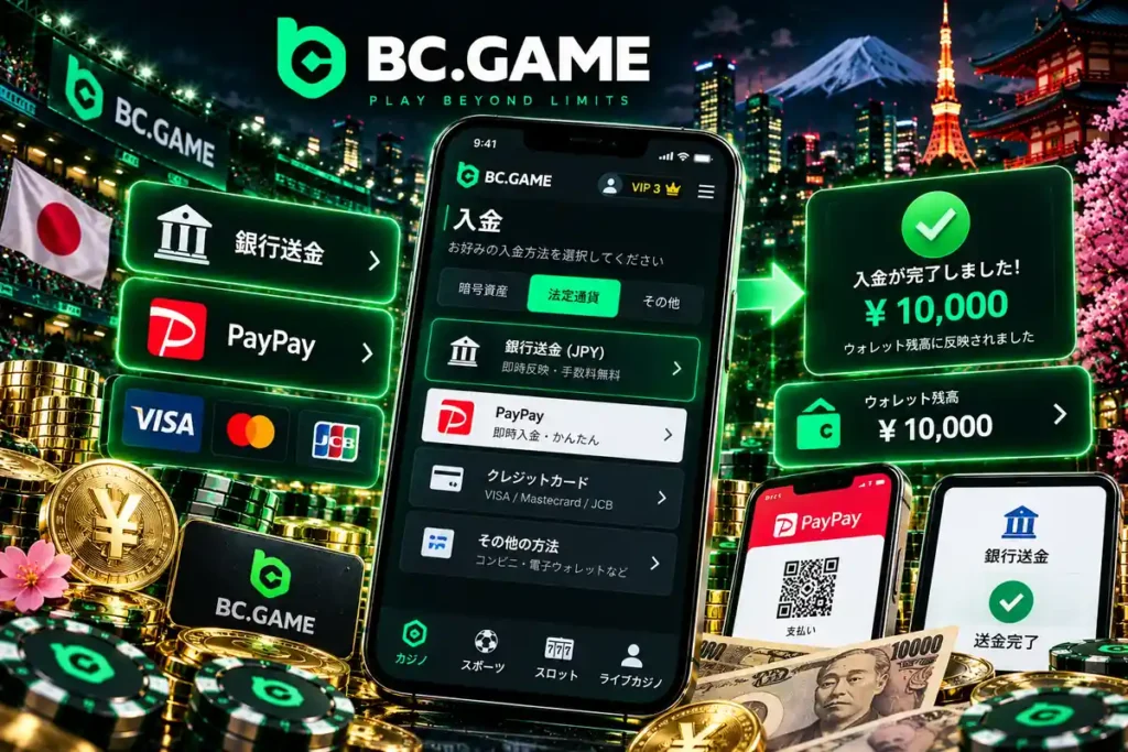BC.Gameの日本円入金に関する銀行振込とPayPayの利用手順