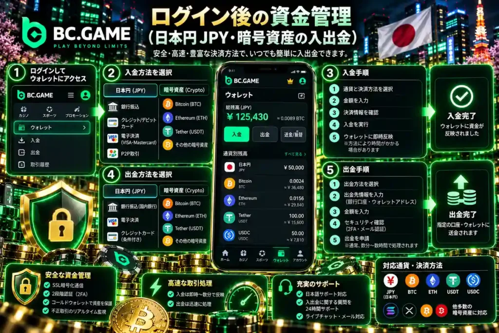 BC.Gameウォレットでの日本円と暗号資産の入出金管理