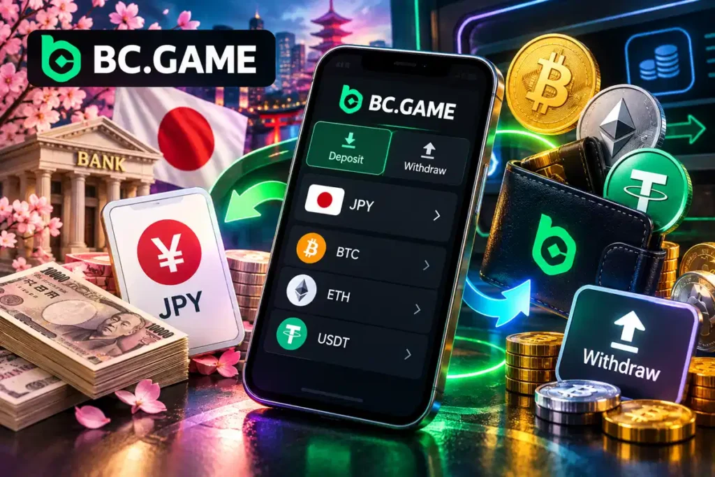 BC.Gameの日本円JPYと暗号資産の入出金方法