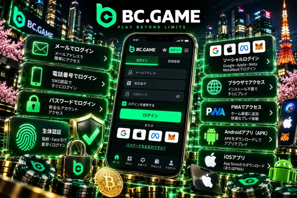 BC.Gameのメール・電話番号・SNS・Web3ウォレットによるログイン方法の比較