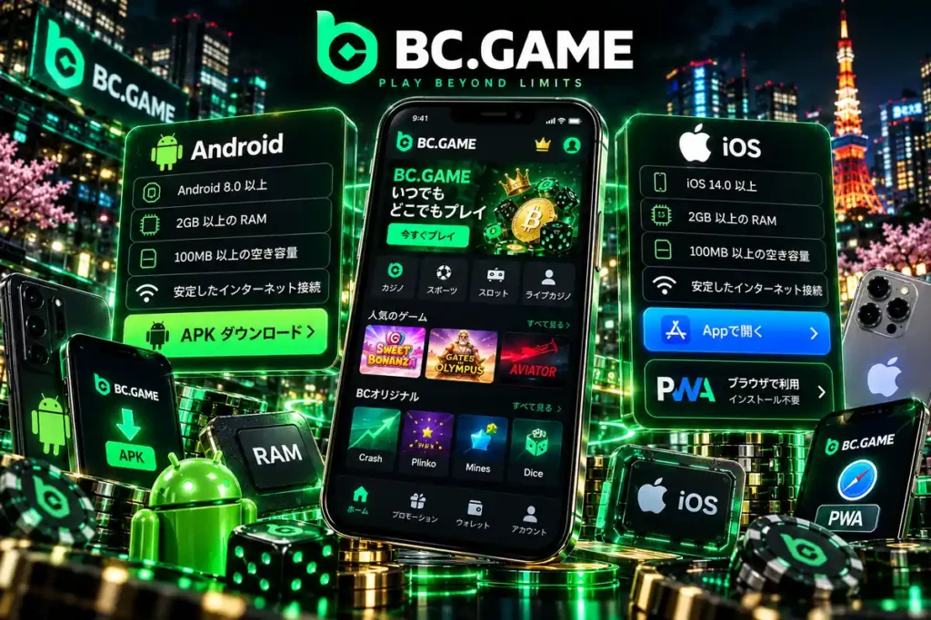 BC.GameのAndroid APKとiPhoneホーム画面ショートカットの利用環境