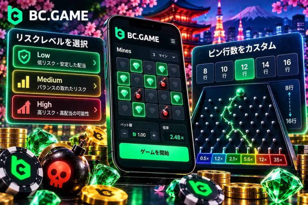 BC.Gameプリンクゲームのリスクレベルとピン行数