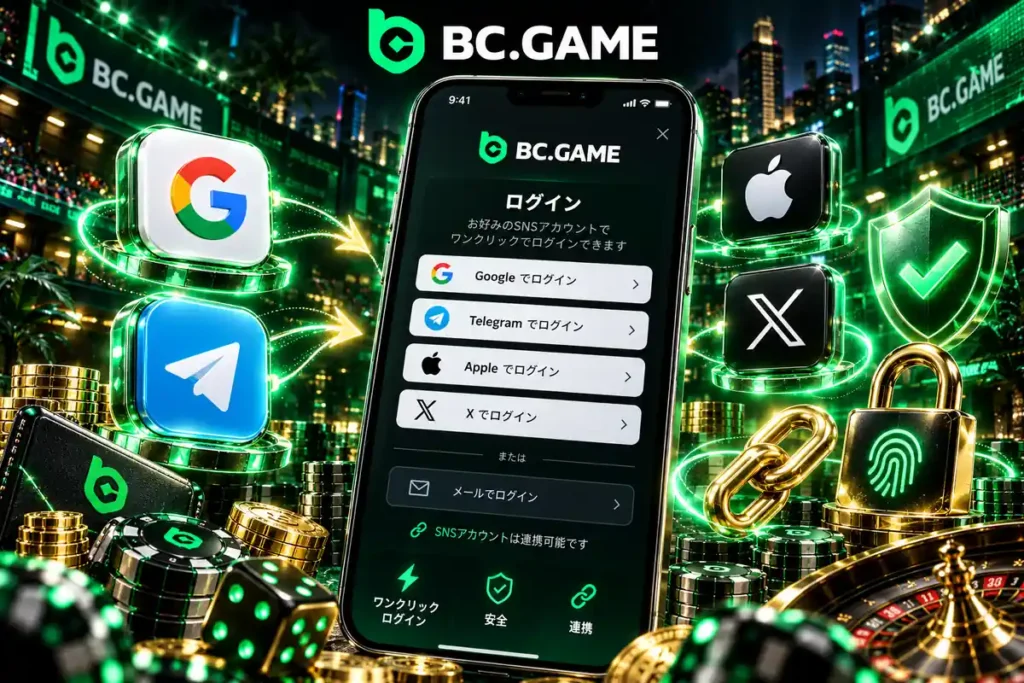 BC.GameにGoogleやTelegramなどのSNSアカウントでログインする方法